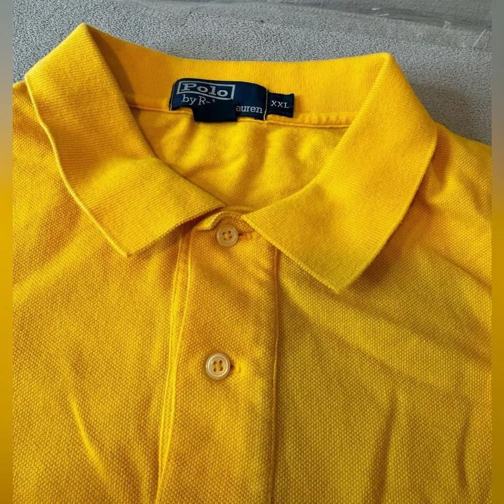 VintagePolo by Ralph Lauren polo shirt, yellow with royal blue horse Sz XXL mens - Picture 8 of 12